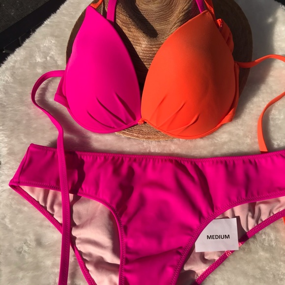 SOLD on posh USA xxx PINK VS bikini tangerine orange and pink - Picture 3 of 9